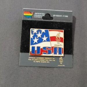 Vtg 1996 Atlanta Olympics USA American Flag Lapel Pin